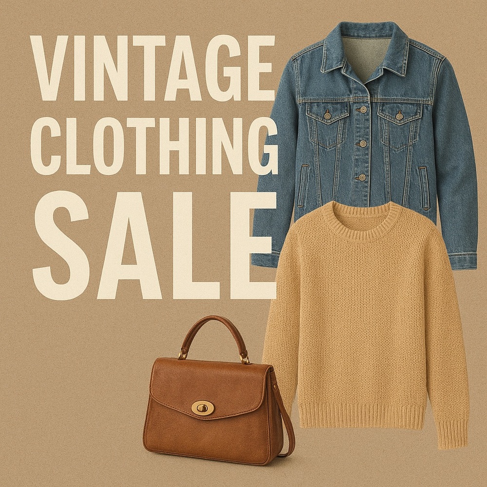 Denim Jacket, Tan Sweater, and Brown Bag